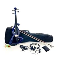 Full Size 4/4 Electric Violin Set with Case and Accessories - Blue