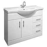 1050mm White Gloss Vanity Unit