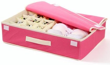 New Fashionable 16-Pocket Two-in-One Drawer Dividers Closet Organizers Bra Underwear Organizer Storage Boxes With Cover,Bra Organizer Storage,Underwear Organizer Drawers,Bright Red,HONG LAI LIMITED®