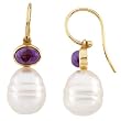14K Yellow Gold Paspaley South Sea Cultured Pearl and Amethyst Earrings - 11.00mm