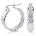 Sterling Silver Diamond Cut Center Hoop Earrings