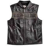 Harley Davidson Men's Surveillance Leather Vest-LIMITED EDITION. Embroidered graphics. 97083-09VM