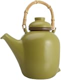 teapots-with-infuser Signature Ceramic Teapot with Bamboo Handle and Infuser, Green