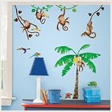 Huge Set 82 Monkey Business Wall Decals Palm Trees Jungle Theme