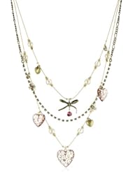 Betsey Johnson "Betsey Basics" Three-Row Heart Illusion Necklace