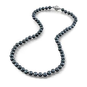 6.0-6.5mm Japanese Akoya Black Pearl Necklace - AA+ Quality by The Pearl Source