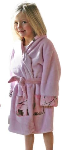 Realtree Pink Robe Toddler Little Girl Plush Camo Accent Bath Robe 2T- Girls 8 (Pink & Realtree Pink Accent, 2T - 3T)
