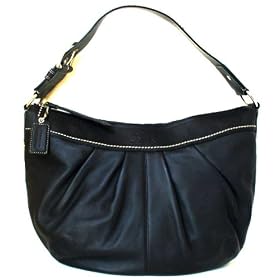 Coach Soho Large Black Leather Pleated Hobo Handbag 13731
