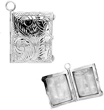 Sterling Silver Engraved Large Rectangle Locket Pendant 30mm x 37mm (LOC-RE-1045)