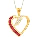 14K Yellow Gold Womens Diamond Ruby Heart Pendant 0.55 Ctw