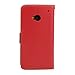 Fulland Wallet Card Holder PU Leather Pouch Flip Leaf Style Case Cover with Stand for HTC One M7 Plus Stylus Pen and Screen Protector-Red