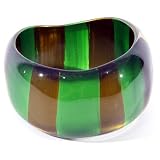 Review The Tribeca Gift Company  / Chunky Bangle Green & Bronze Stripes