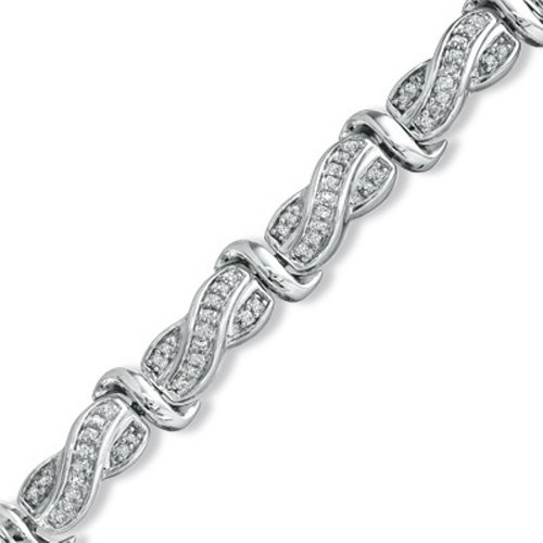 Sterling Silver Princess-cut Diamond Twisted Fashion Bracelet (1cttw)