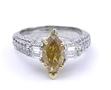 Natural Fancy Intense Orange Yellow Diamond Ring