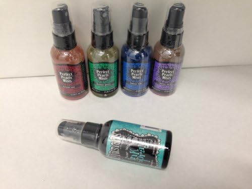 Ranger Perfect Pearls Mists Bundle Summer Colors with 4 Mists: Forever Red, Forever Green, Forever Blue, Forever Violet + 1 FREE Dylusioms Imk Spray