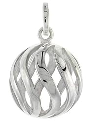 Sterling Silver Ball Pendant, 3/4" (19mm)