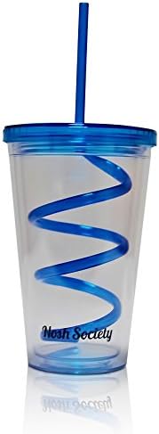 Tumbler with Lid and Straw Insulated Acrylic Cold Cup from Nosh Society, Plastic Tumblers with Lids & Swirly Straws Double Wall Insulation.