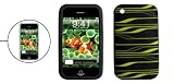 Kelly Green Stripes Black Silicone Case Protector for Apple Iphone 3g