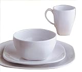 Square white stoneware dinner set
