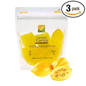 CHILEAN CARICA Fruit - Tamaya Gourmet - CASE: 3 DOY PACKS (3 x 1 Kilo) - 25 to 30 Premium Hand Selected Fruits