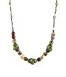 Necklace - N121 - Handmade Ceramic, Fire Polished Glass,and Copper Beads - Toggle End ~ Olive Green