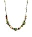 Necklace - N121 - Handmade Ceramic, Fire Polished Glass,and Copper Beads - Toggle End ~ Olive Green