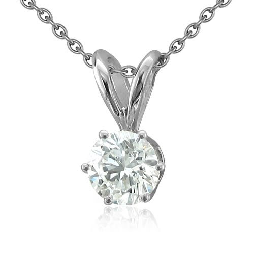 14k White Gold 6-Prong Solitaire Natural Diamond 