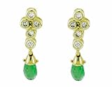 Ladies 0.41ct Diamond Fashion Earrings with 1.39ct Emerald Droplets