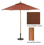 9' Double Pulley Lift Hard Wood Patio Market Umbrella - Champagne: Henna