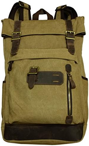 Rustic City Leather and Canvas Light Brown Backpack
