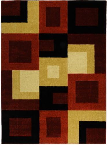 Hand Carved 5'3"x7'2" Multicolor Geometric Squares Contemporary Area Rug IST1050 by Rugnur