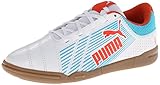 PUMA Meteor Sala JR Futsal Soccer Shoe,White/Scuba Blue/Grenadine,2 M US Little Kid