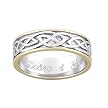 Personalized Sterling Silver Two Tone Engraved Celtic Wedding Band