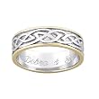 Personalized Sterling Silver Two Tone Engraved Celtic Wedding Band - 9