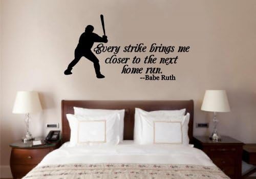 Leisure4U Baseball Every Strike Brings Me Close To The Next Home Run Quote Lettering Saying Wall Design Decor Sticker Decal Removable Vinyl Name Wall Art Decal