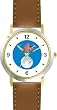 Hey Diddle Diddle - The Cow Jumped Over the Moon No.3 - from Mother Goose by Artist: Sylvia Long - WATCHBUDDY&reg; DELUXE TWO-TONE THEME WATCH - Arabic Numbers - Brown Leather Strap-Size-Large ( Men's Size or Jumbo Women's Size )