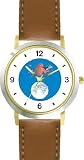 Hey Diddle Diddle - The Cow Jumped Over the Moon No.3 - from Mother Goose by Artist: Sylvia Long - WATCHBUDDY&reg; DELUXE TWO-TONE THEME WATCH - Arabic Numbers - Brown Leather Strap-Size-Large ( Men's Size or Jumbo Women's Size )