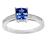 14K White Gold Tanzanite and Diamond Ring