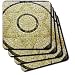 Gray and Yellow Mosaic Pattern - Set Of 4 Ceramic 