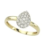 Jewelry : 14K Yellow Gold 1/4 ct. Diamond Teardrop Shaped Fashion Ring