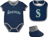 Seattle Mariners Newborn Navy Triple Play 3-Pack Bib, Bootie, and Creeper Combo Amazon.com