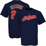 Majestic Cleveland Indians #24 Grady Sizemore Navy Blue Players T-shirt