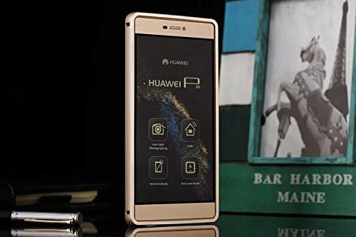 XiangHan P8 Lite Luxury Case Aluminum Metal Frame + Acrylic Back Cover Case for Huawei P8 Lite 5.0 inch [Free Phone Holder] Color Gold