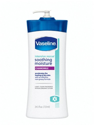 Vaseline Intensive Rescue, Soothing Moisture Lotion, Chamomile, 24.5-Ounce Bottle (Pack of 3)