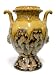 Ceramic Decorative Urn with Ocra and Chocolate Glaze
