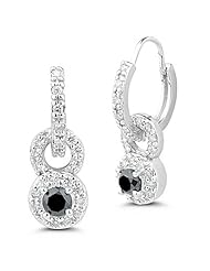 1.00 Ct Black & White Diamond Fashion Earrings in 14K White Gold