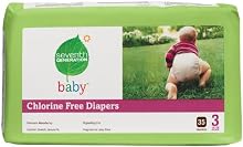 Seventh Generation Chlorine Free Baby Diapers, Stage 3 (16-28 Lbs.), Case of 140 Diapers [Amazon Frustration-Free Packaging]