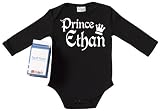 from Spoilt Rotten Spoilt Rotten - PERSONALISED Prince Custom Baby Babygrow Alternative Baby Clothes 100 Organic Sizes 0-6 months BLACK + in funky Milk Carton