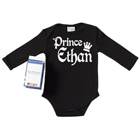 Spoilt Rotten - PERSONALISED Prince Custom Baby Babygrow Alternative Baby Clothes 100% Organic Sizes 0-6 months BLACK + in funky Milk Carton