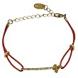 Butterfly Cubic Zirconia Bar Red Leather Bracelet with 1" Chain Tail